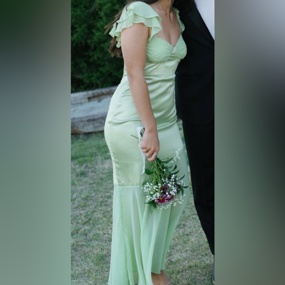 Elegant Green Satin Dress